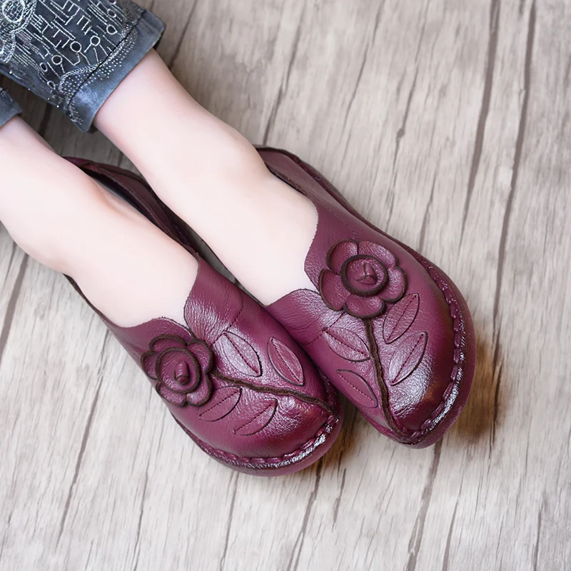 

2017 autumn women's genuine leather vintage handmade flat slip on soft outsole driving shoes loafers moccasins espadrilles