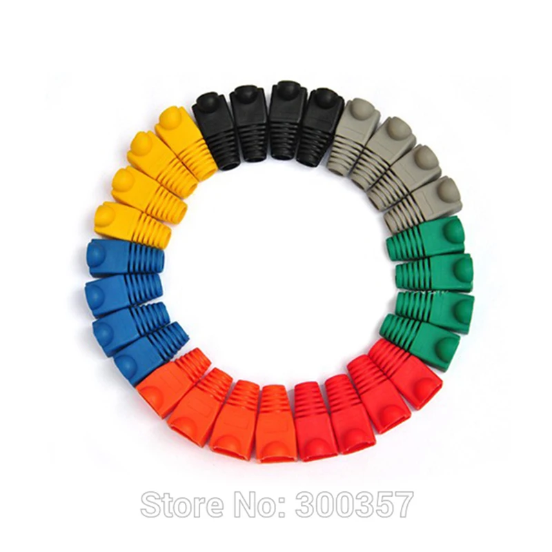 20pcs/lot Network Jack pvc Plug Of RJ45 Connectors rj45 Boots Caps Cat5e Cat6 10colors or each color 20pcs network jack plug