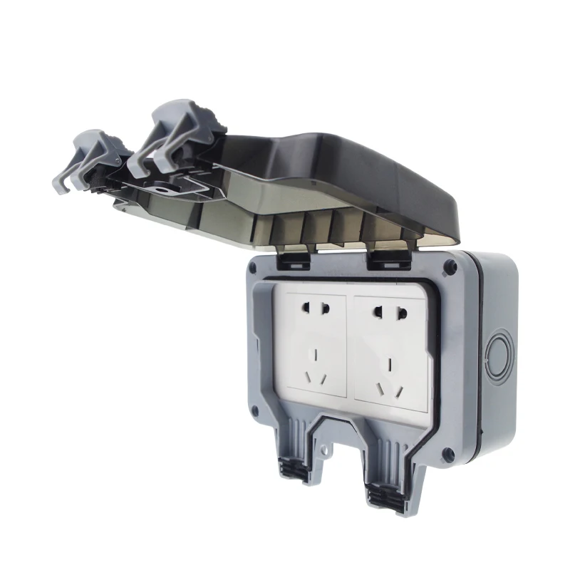 

IP66 Outdoor Bathroom Waterproof Dust-proof Wall Switch Socket 10A Two Position 5 Hole Two Or Three Insert Double