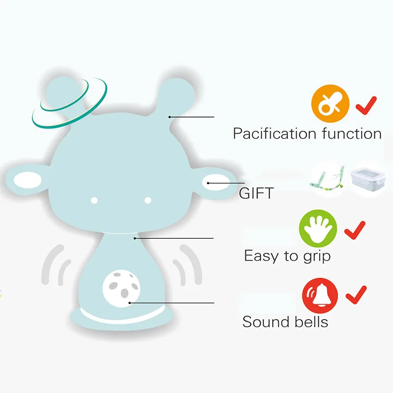 Силиконовый детский податчик ниппелей, погремушка с оленем, детский прорезыватель, игрушки для новорожденных, пустышки, Аксессуары для младенцев, Прорезыватель зубов, пустышка