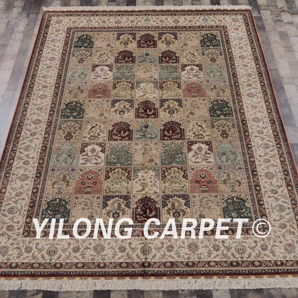 Yilong 7'x10 "Восточный Шелковый Ковры Традиционный персидский Племенной четыре сезона ковры ручной работы для дома (d003a7x10)