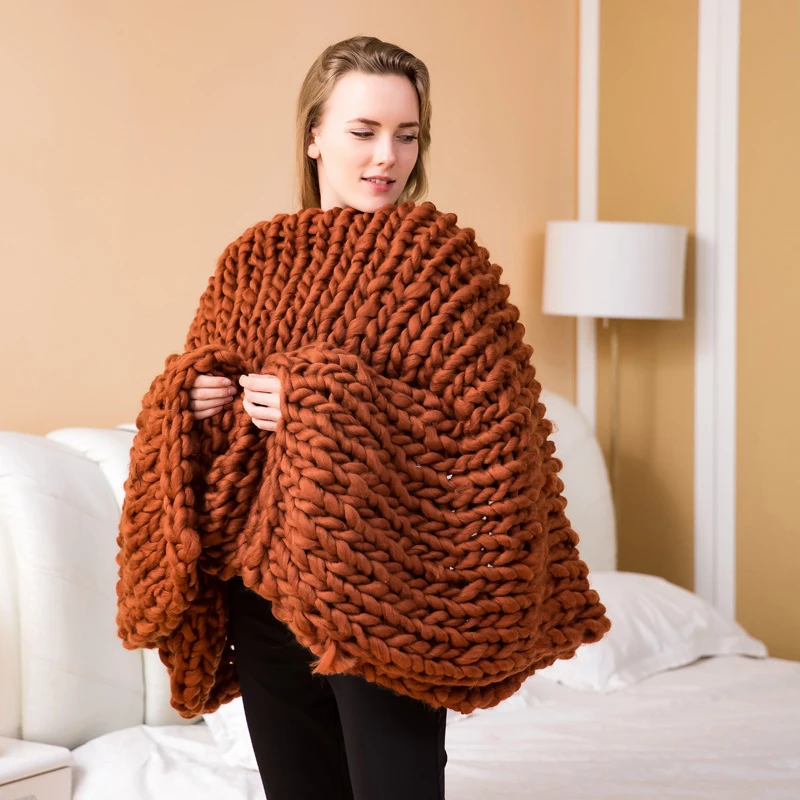 Buy Hand Made Woven Blankets Knitted Wool Blankets