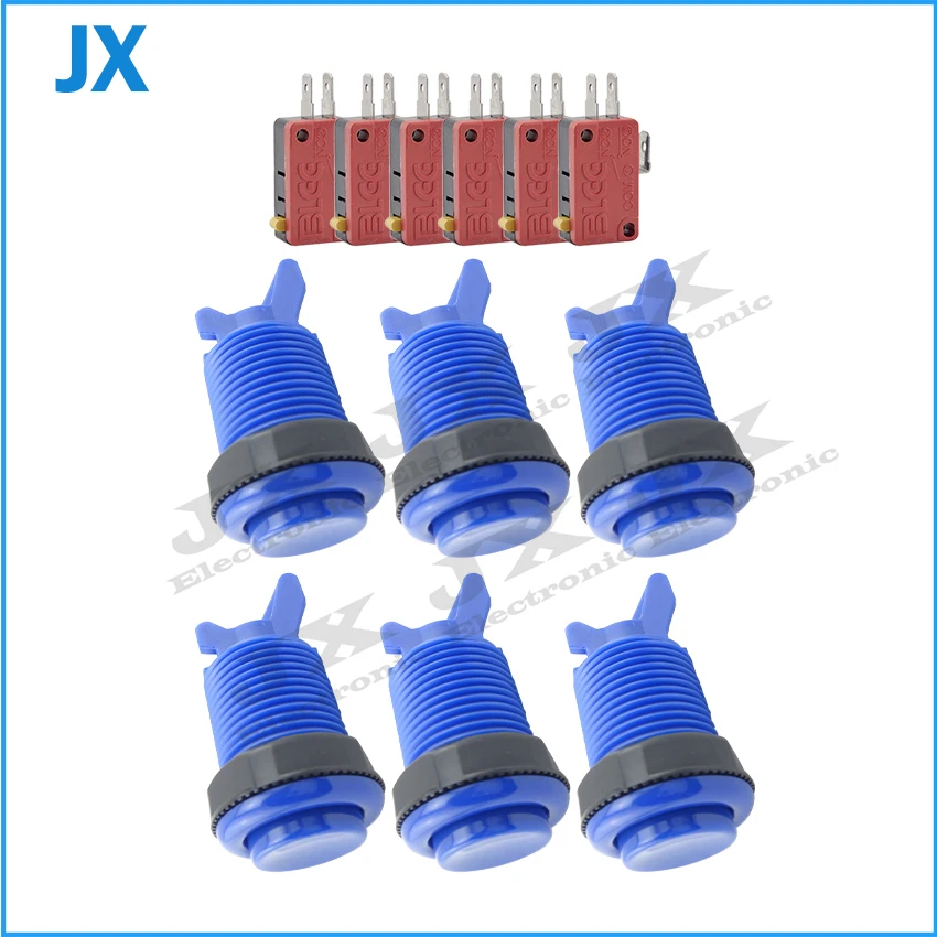 

6pcs / Lot american Type Arcade Push Buttons for DIY Arcade Games Parts Kit machine with Microswitch