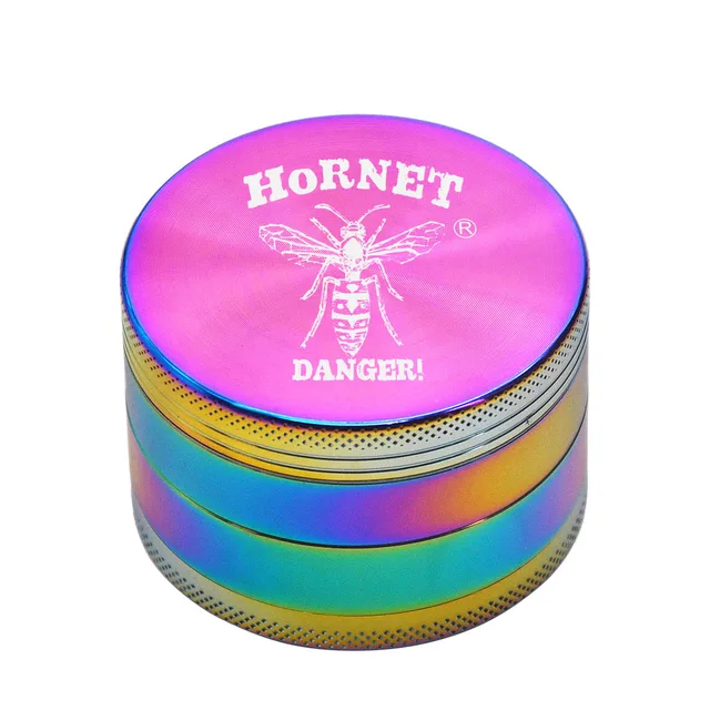 HORNET Rainbow Zinc Alloy Metal Tobacco Herb Grinder Crusher Large 63MM 4-Piece