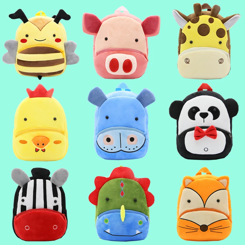  Cartoon zoo animal plush school bag kids cute mini backpack Children's gifts for kindergarten stude - 32864290925