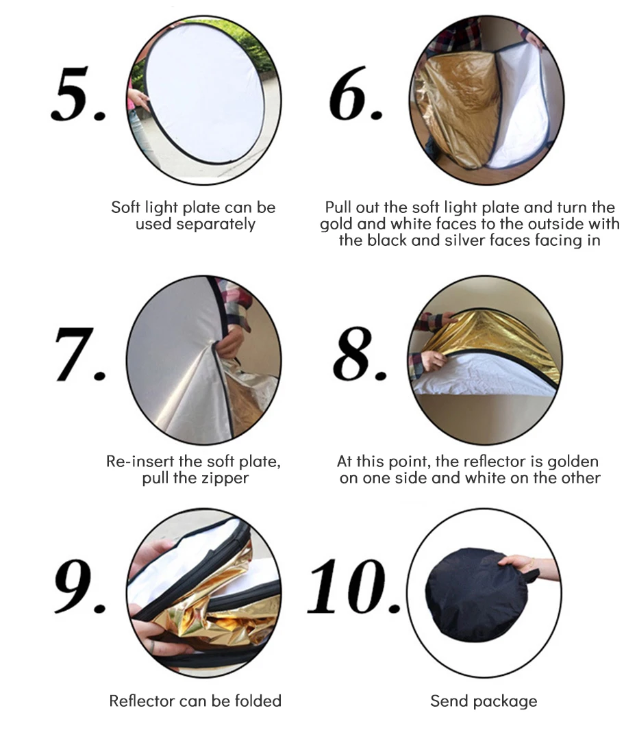 TiYiViRi 60CM 80CM 5 in 1 Collapsible Multi-Disc Light Reflector Round PhotographyPhoto Reflector with Cariing Bag for Studio (7)