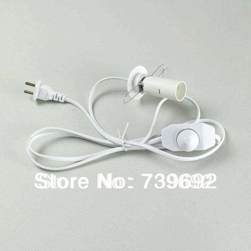 E14 Dimmer switch lamp cord crystal salt lamp cord white color lamp holder+1.8m cablein Lamp