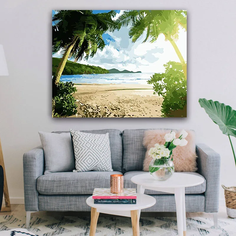 

DIY colorings pictures by numbers with beach painting picture drawing painting by numbers framed Home