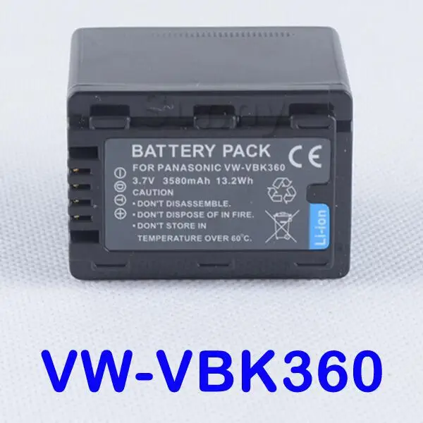 

Lithium Ion Rechargeable Battery Pack for Panasonic VW-VBK180, VW-VBK360, VW VBK360, VBK360E, VBK180, VW-VBK360E, VW-VBK360E-K