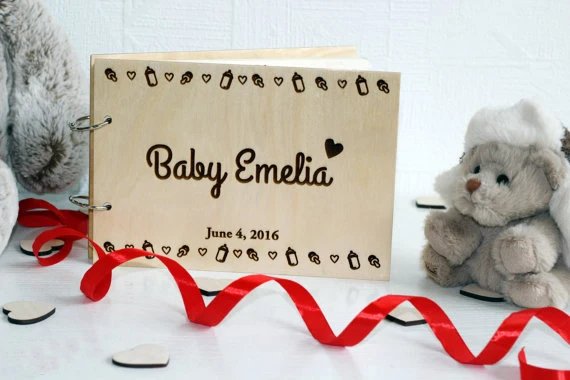 

Personalized Baby Shower Guest Book , Baby Memory Book Custom