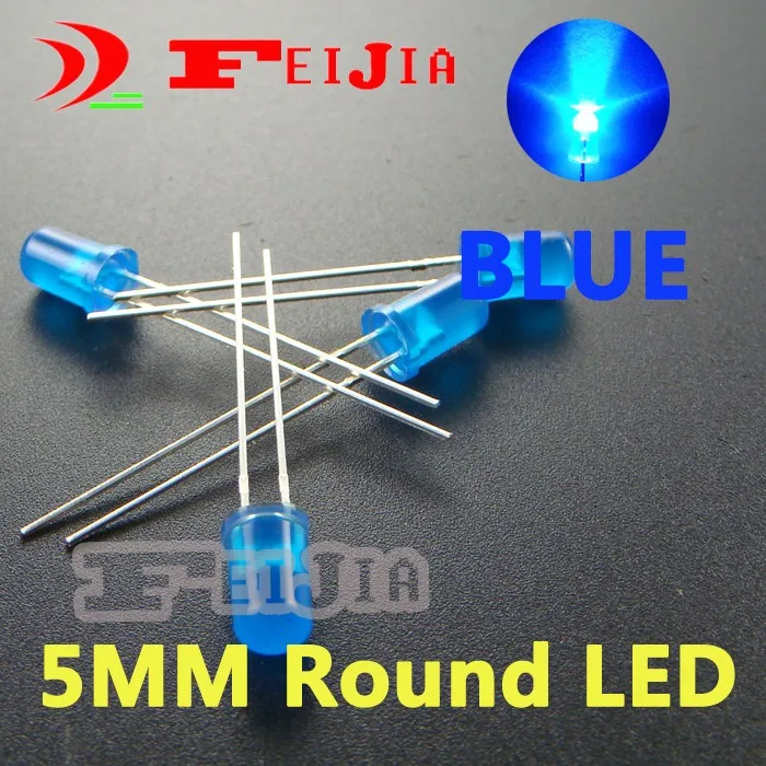

200pcs/lot 5mm Blue Round LED Diode Lndicator lights Super bright [Blue] DC3.0-3.2V Free Shipping