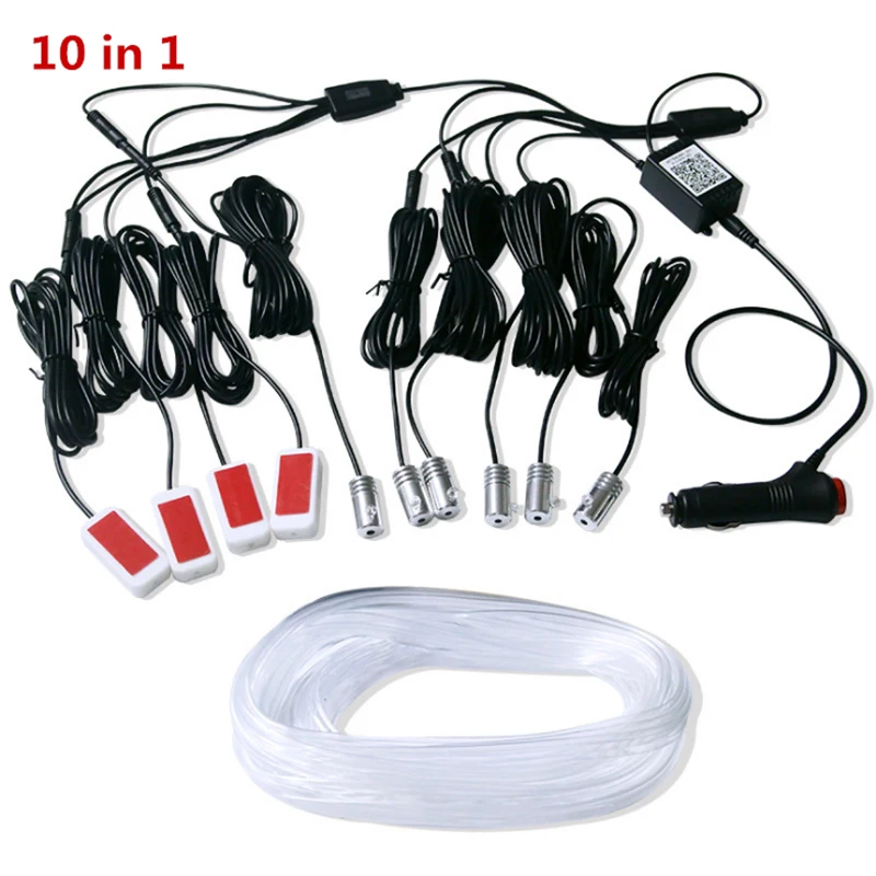  10 in 1 RGB LED with 8M Interior decoration car fiber optic strip light by App Control 12V decorati - 33038968848