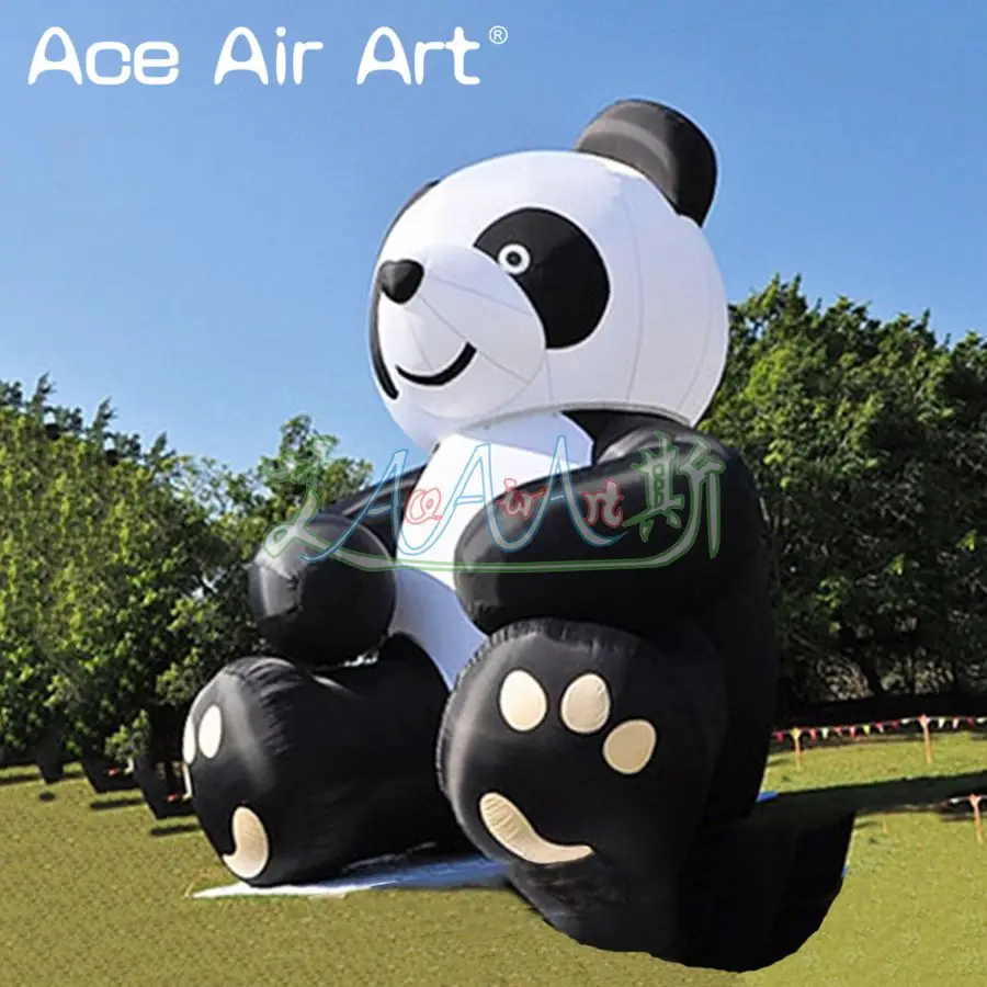 5 м H гигантский портативный надувные модели панды, pop up панда Реплика сидя на земле для рекламы Сделано в Китае