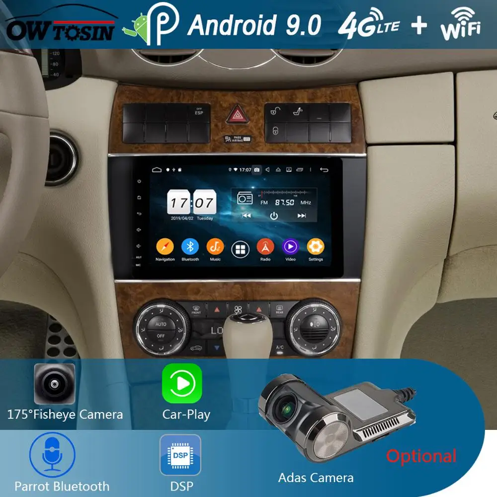 Discount 8" IPS 8 Core 4GB RAM+64GB ROM Android 9.0 Car Radio Player GPS For Mercedes-Benz W203 CLC W467 DSP CarPlay Parrot BT Adas 1