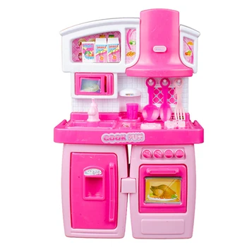 

New Baby Miniature Kitchen Plastic Pretend Play Toy Splittable Cupboard With Light Kids Kitchen Cooking Toy Gift Brinquedos D15