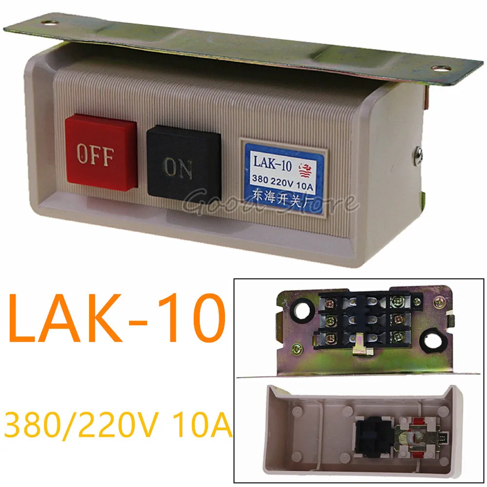 1PCS ON OFF 2 position 10A 380V 220V Push button switch LAK 10 Start Stop Flush Mounted for