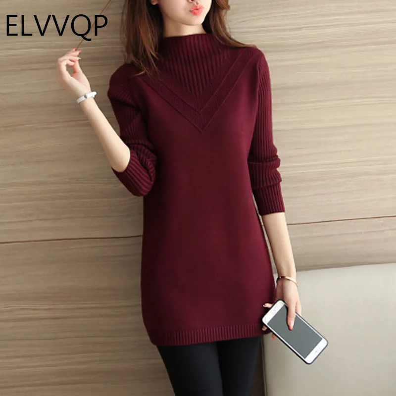 Women Turtleneck Winter Sweater 2018 New Long Knitted Women Sweaters And Pullovers Elasticity Female Jumper Tricot Tops LF076
