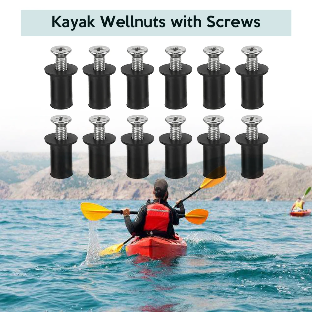 12 Pcs/Set Kayak/Canoe M4/M5/M6 Well Nuts with Stainless Steel Screws