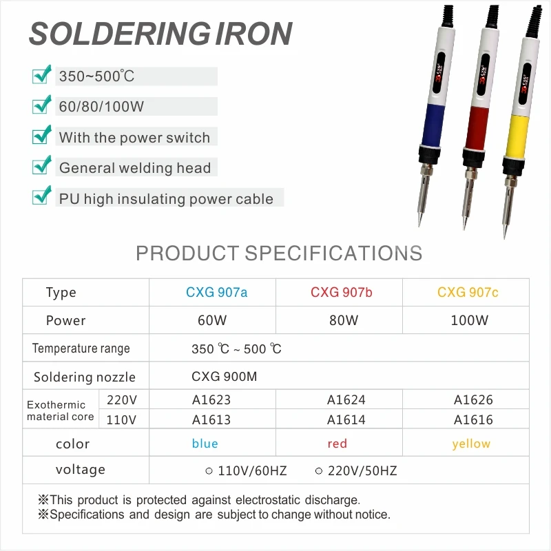 60 Вт 80 Вт 100 Вт ESD lcd CXG 907 нагрев сварочные паяльники станция ручка тепловой инструмент Электрический паяльник