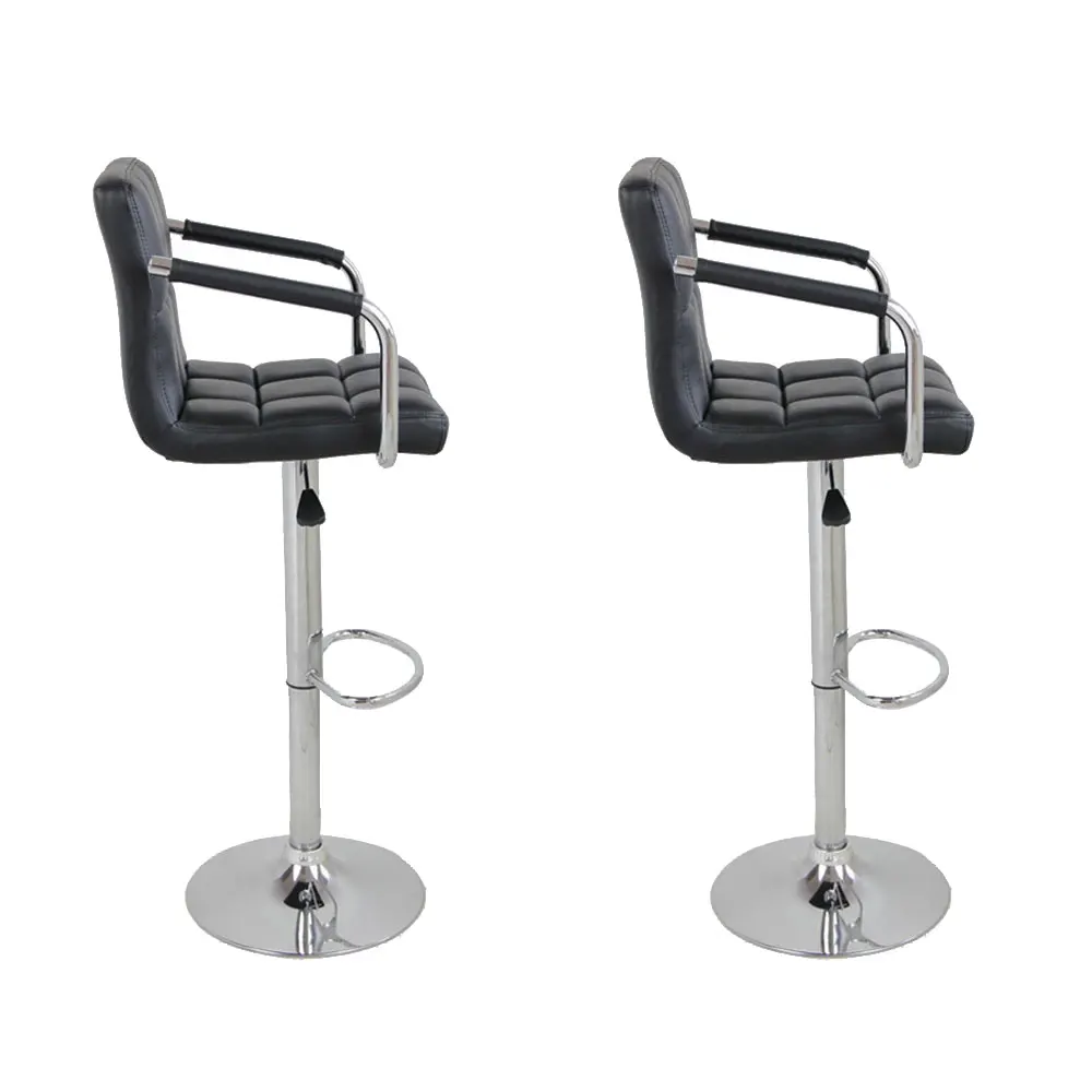 Armrest Swivel Bar Stool 2pcs Faux Leather 6 Plaid Gas Lift Bar Chair Black with Footrest Modern Dropshipping Armrest Swivel Bar Stool 2pcs Faux Leather 6 Plaid Gas Lift Bar Chair Black with Footrest Modern Dropshipping
