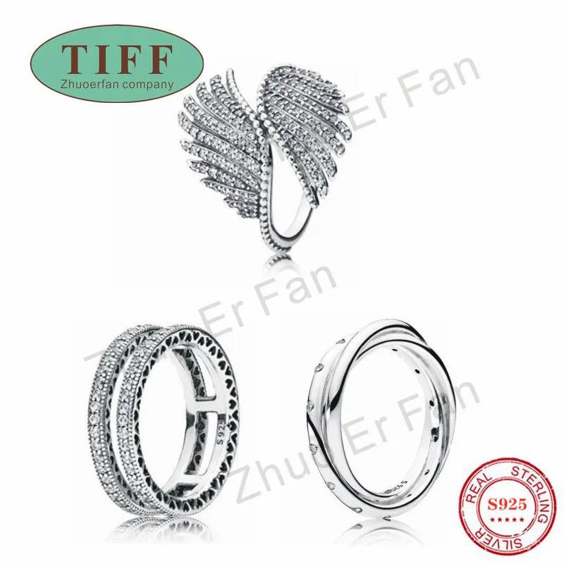 

ZEF pan 925 sterling silver ring for women 2019 fashion girl Irregular round wing classic elegant luxury original ladies jewelry