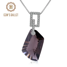 GEM'S балетные 925 пробы серебряные ювелирные изделия натуральный дымчатый кварц драгоценный камень кулон ожерелье для женщин свадебный подарок