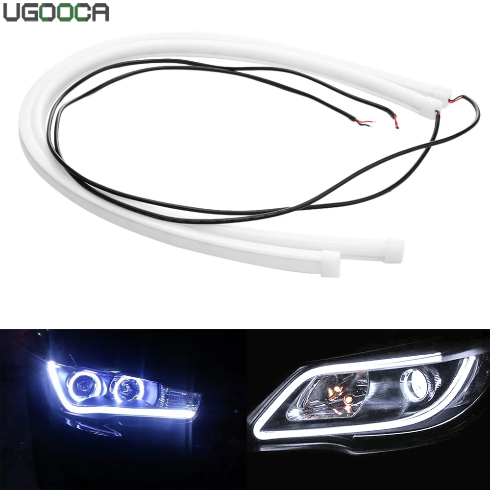 2pcs 45cm / 60cm Daytime Running Light Universial Flexible Soft Tube