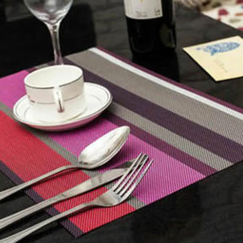 30*45cm Non-slip Pad Kitchen Accessories Stripe Pattern Dining Table Mats Oil-proof Table Placemat Heat Insulation Waterproof