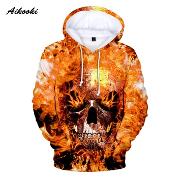 

Fashion Hot 3D Skull Hoodies Men/Women Hoody 2019 Spring/Autumn Sweatshirts 3D Print Blue Fire Design Skull Hooded