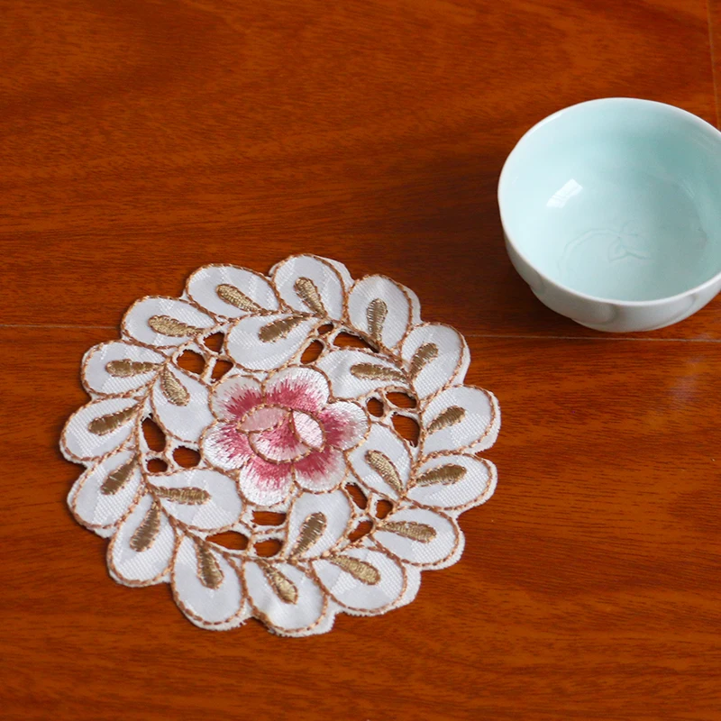

New Embroidery Lace Placemat Coffee Tablecloth Cup Table Placemats Tea Coaster Mug Dining Pad Kitchen Drying Mat Coasters E37