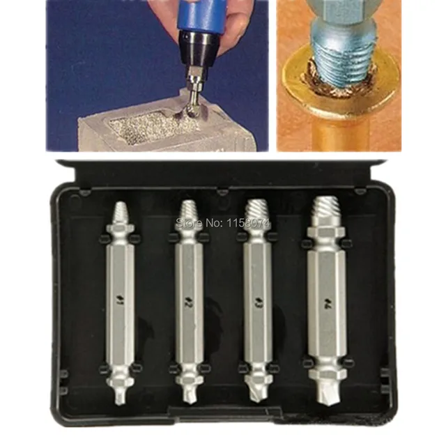 4pc Screw Extractor Drill Guide Set Removal Broken Screw Bolts Fastner