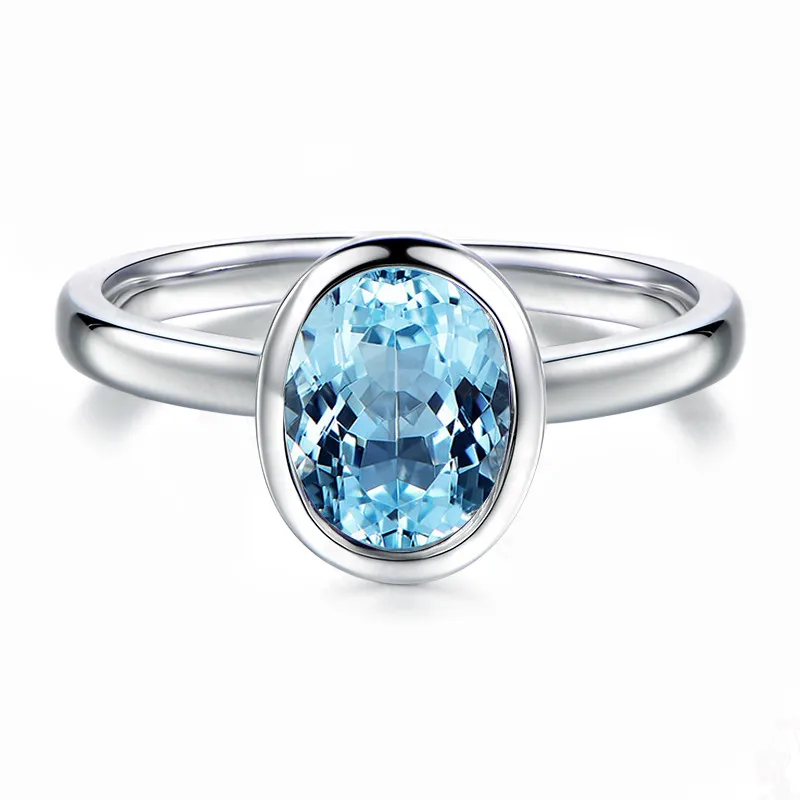 QYI Мода 2 карат Овальный Небесно-Голубой топаз кольцо драгоценный камень вечерние ювелирные изделия для женщин 925 пробы Серебряный топаз обручальные кольца
