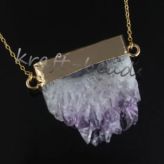 Natural Gnergy Gemstone~ Double Buckle Irregular Shape Pendant Natural Purple Amethysts Quartz Stone Necklace Fashion Jewelry 14 AA00409002307d