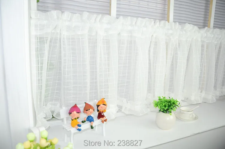 New White Short Curtain Kitchen Sheer Curtains Tulle Window Small Voile Ready Made Cortinas rideaux cuisine court (12)
