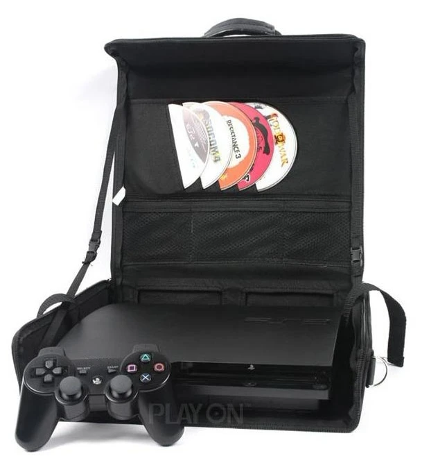 Portable games bag for SONY PS3 SLIM bag Black Silver Handbag traval