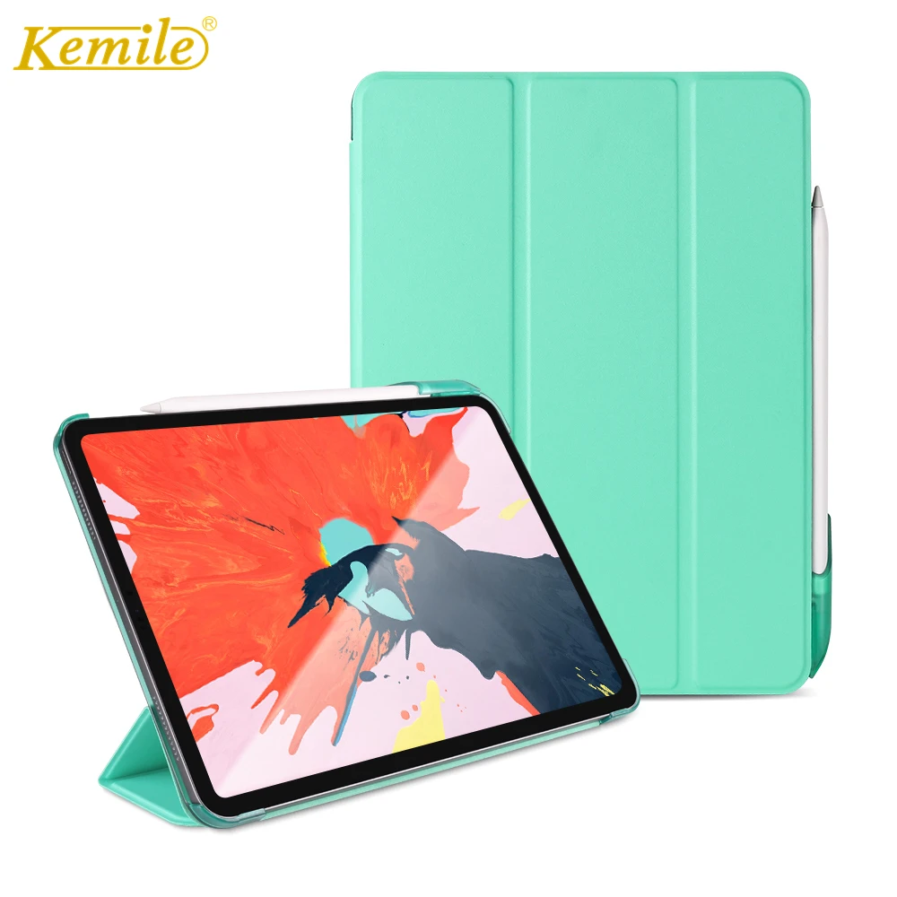 Чехол для iPad Pro 11 2018, Kemile Auto Sleep Wake up Stand W pencil holder мягкий TPU Защитный чехол для iPad Pro 11 A1890 чехол