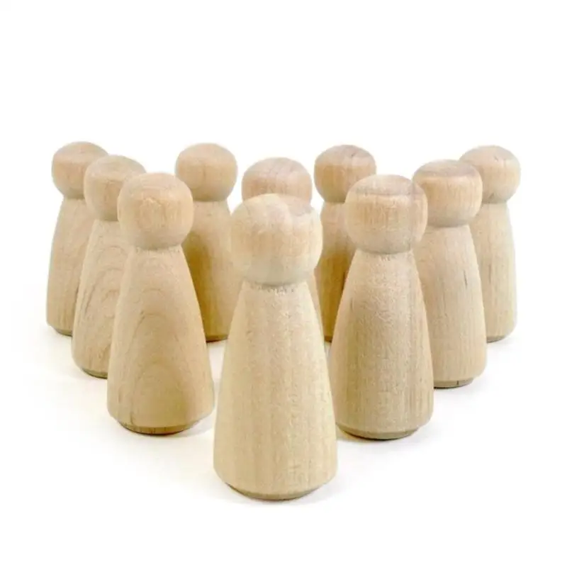 

10pcs Wooden DIY Peg Dolls for Wedding Cake Decoration Kids Painted Toys Color CognitionDistinction Hand Capability