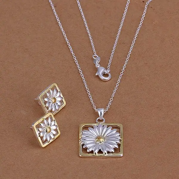 S127 Wholesale Silver Color Jewelry Sets Factory Price Fashion Set Chrysanthemum /ahhaiyoa | Украшения и аксессуары