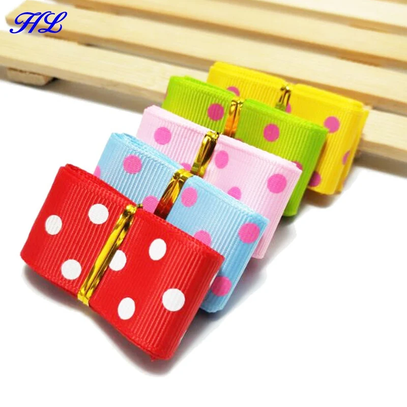 

HL 1" 5yards (1 yards/color) Printed Dots grosgrain ribbon DIY Wedding Christmas Decorative arts and crafts TJ019