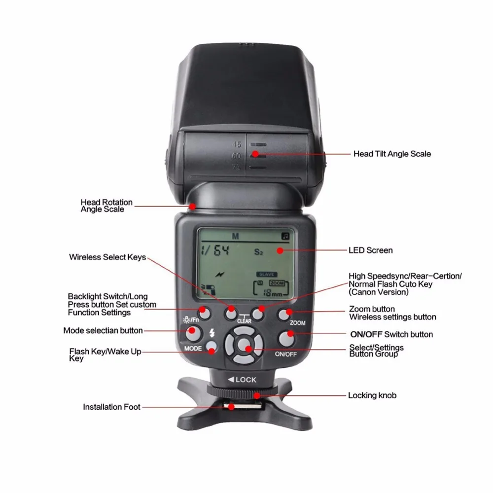 Zomei ZM860T ЖК дисплей высокая скорость TTL Speedlite вспышка для Canon 5D2 5D3 7D 700D Nikon D7500 D7300 D5300