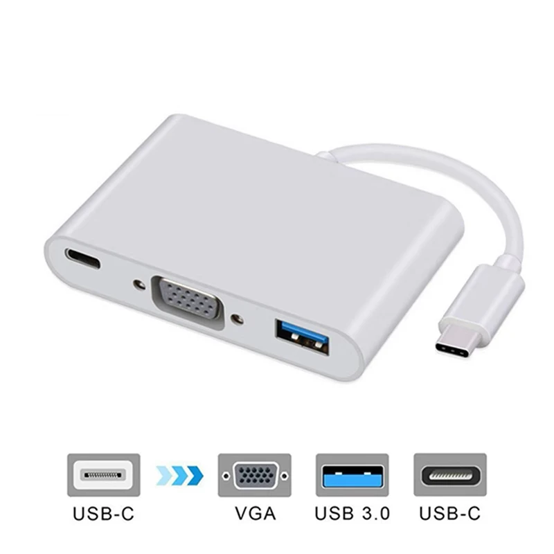 Basix Type C концентратор VGA адаптер USB 3 1 для женщин кабель нового Macbook 12 дюймов Chromebook
