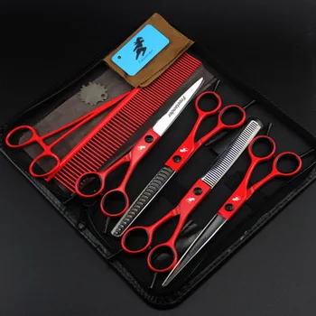 

Freelander 7" Professional pet Grooming kit, Direct and thinning Scissors and Curved Pieces 4 Pieces Kit set