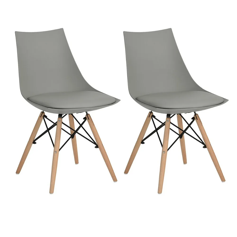 EGGREE 2pcs Retro Beech Wooden Legs Dining Chair/Office Chair/Bar Chair/Kitchen Furniture Chair