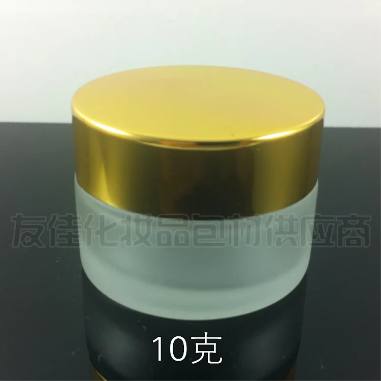 

50pieces 10g clear frosted cream jar with gold lid, 10 g glass cosmetic jar, 10g glass jar or cream container for eye cream