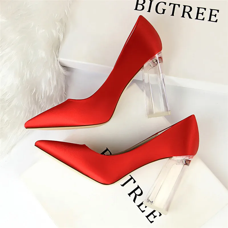 

2019 New Rhinestone High Heels Silk Upper 10cm Stiletto Heels Shoes Women Wedding Party Crystal With Shoes Plus Size 34-43