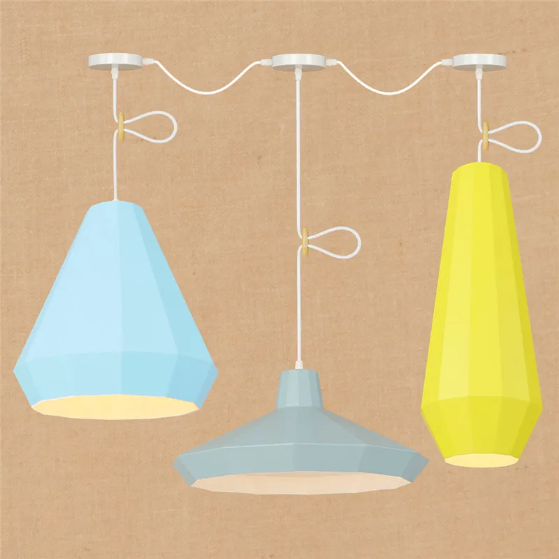 

Simple Loft Style Colored Iron Droplight Modern LED Pendant Light Fixtures Home American Creative Hanging Lamp Indoor Lighting