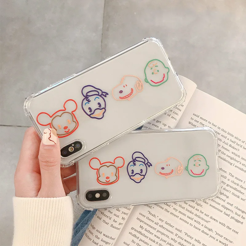 

Phone Case Transparent Cartoon Expression For iPhoneX XR XS XSMAX Cute Simple TPU Soft Phone Case For iPhone7 8 6 6S Cover