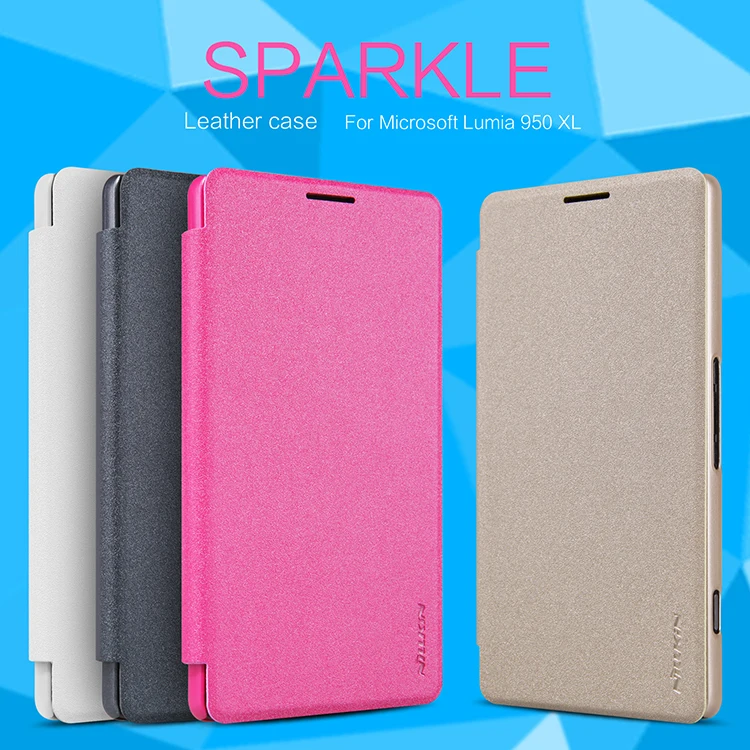 

Original NILLKIN Sparkle Flip Leather with Smart View Window Back Cover Phone Case for Microsoft Lumia 950XL free shipping