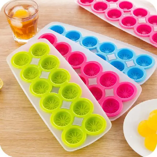  Silicone Ice Cube Creative Lemon Shape Ice Mold Candy Color 12 Grids Ice Cube Tray Thick&Soft Bottom Cooking Tools in Ice Maker 