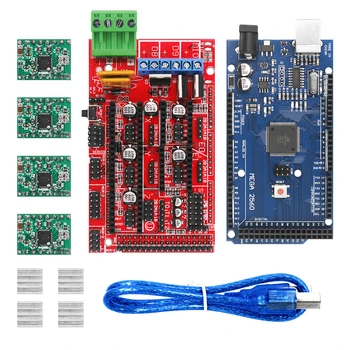 

3D Printer Kit Mega 2560 R3 Development Board + RAMPS 1.4 Controller Control for Atmega2560 REV3+4PCS A4988 Drivers